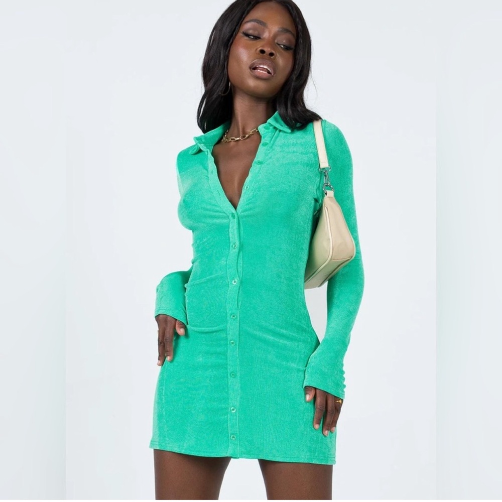 Princess Polly Green Button-Up Dress